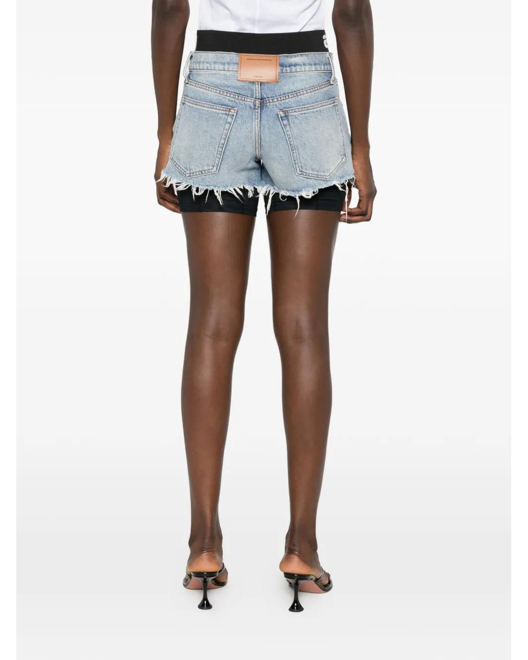Alexander Wang Blue Layered Frayed Shorts