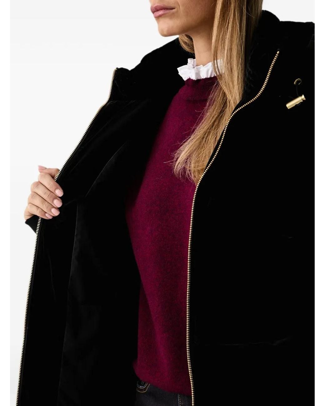 ARMANI EXCHANGE Black Velvet-Effect Hooded Jacket