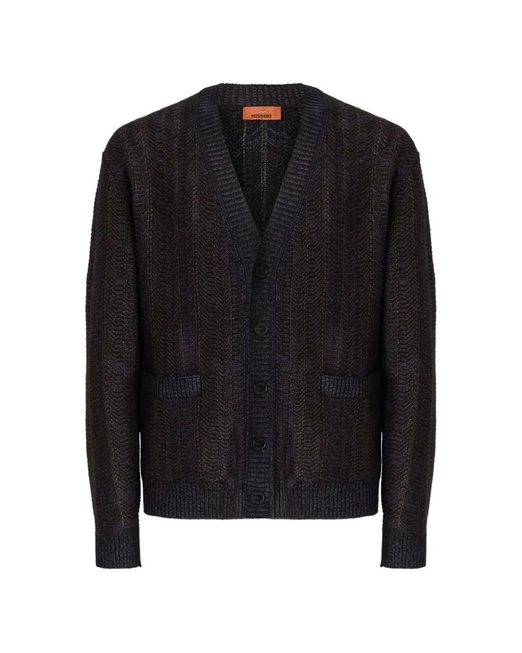 Missoni Black Wool And Viscose-Blend Cardigan With Greek Key Motif for men
