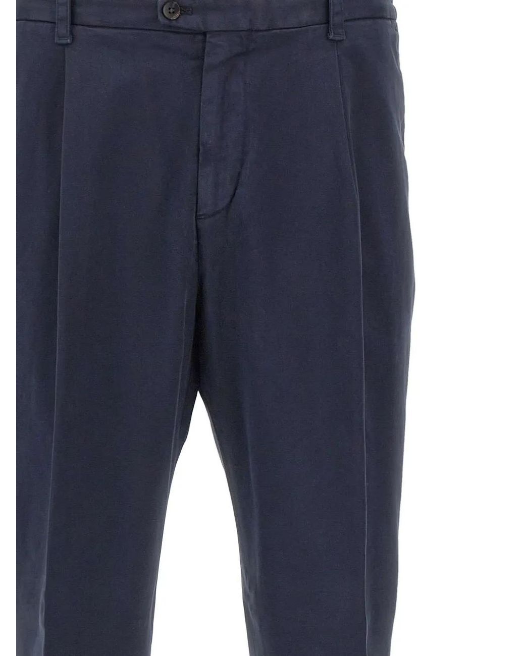 Devore Blue Pleated-Details Trousers for men