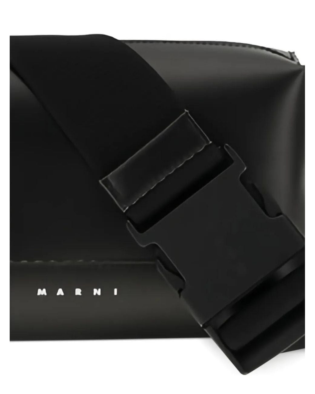 Marni Black Buckle Strap Messenger Bag for men