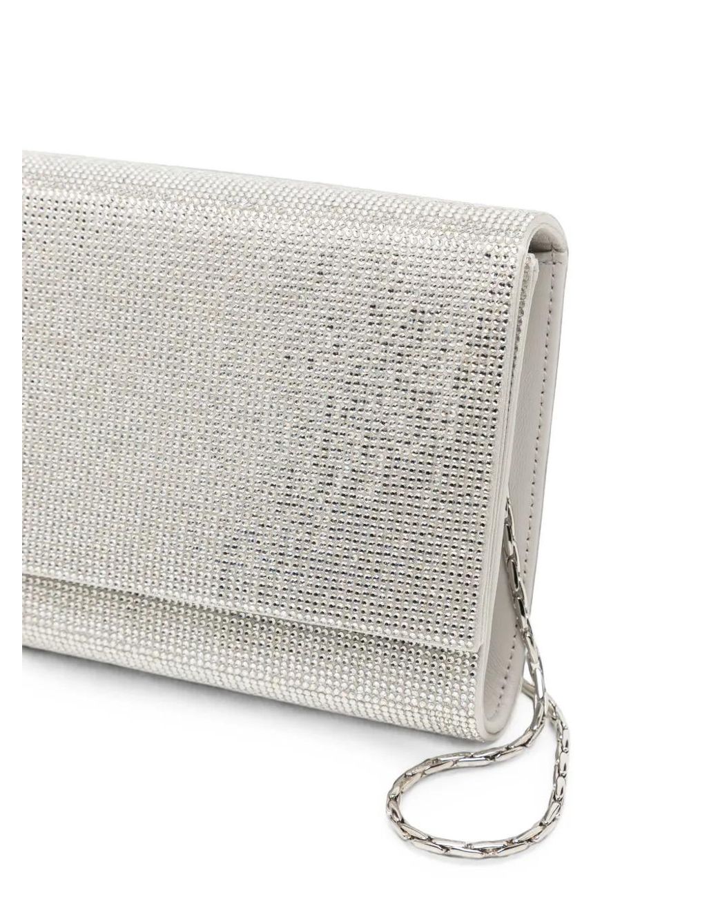 Rene Caovilla Gray Crystal-Embellished Chain-Strap Clutch Bag