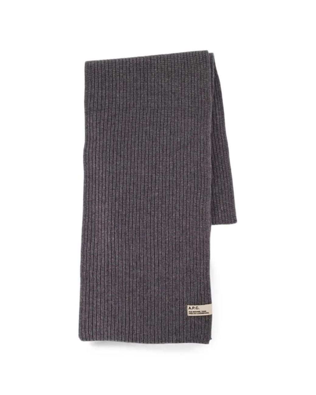 A.P.C. Gray Écharpe Sasha En Maille Côtelée