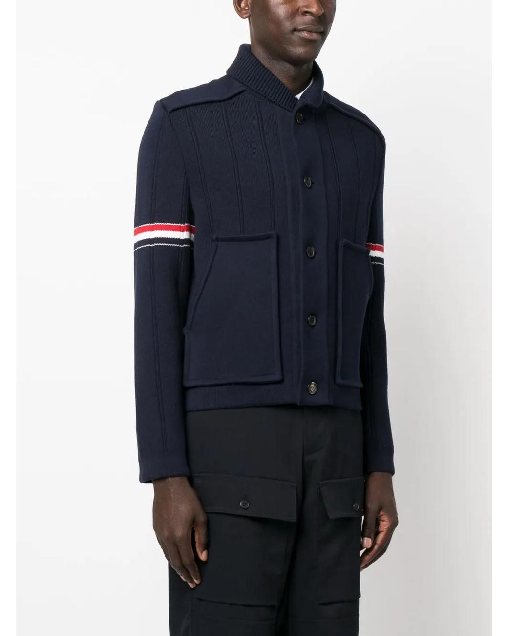 Thom Browne Blue Single-Breasted Button-Fastening Shirt Jacket for men