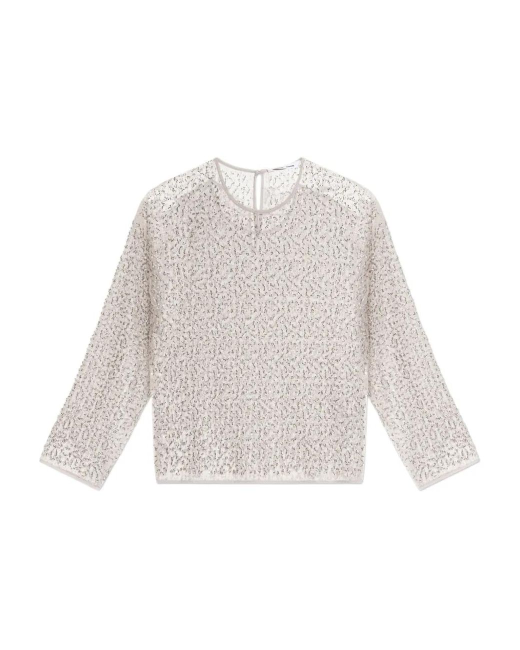 Samsøe & Samsøe White Samally Beaded-Detail Top