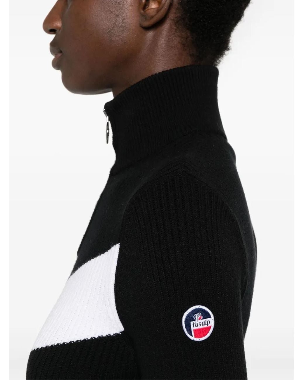 Fusalp Black Ribbed Viscose-Blend Half-Zip Ski Sweater