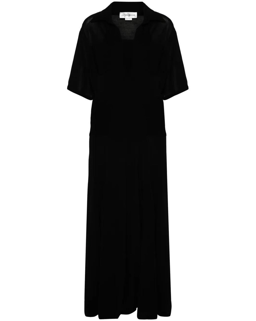 Victoria Beckham Black Panelled Knitted Maxi Dress
