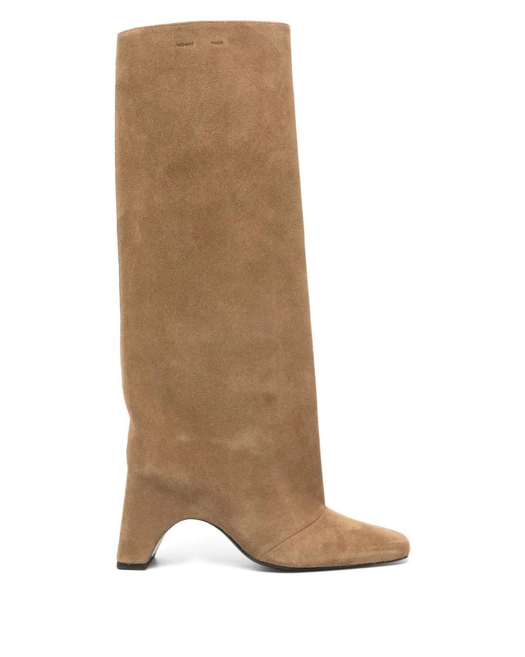 Coperni Natural Bridge Square-Toe Knee-High Suede Boots