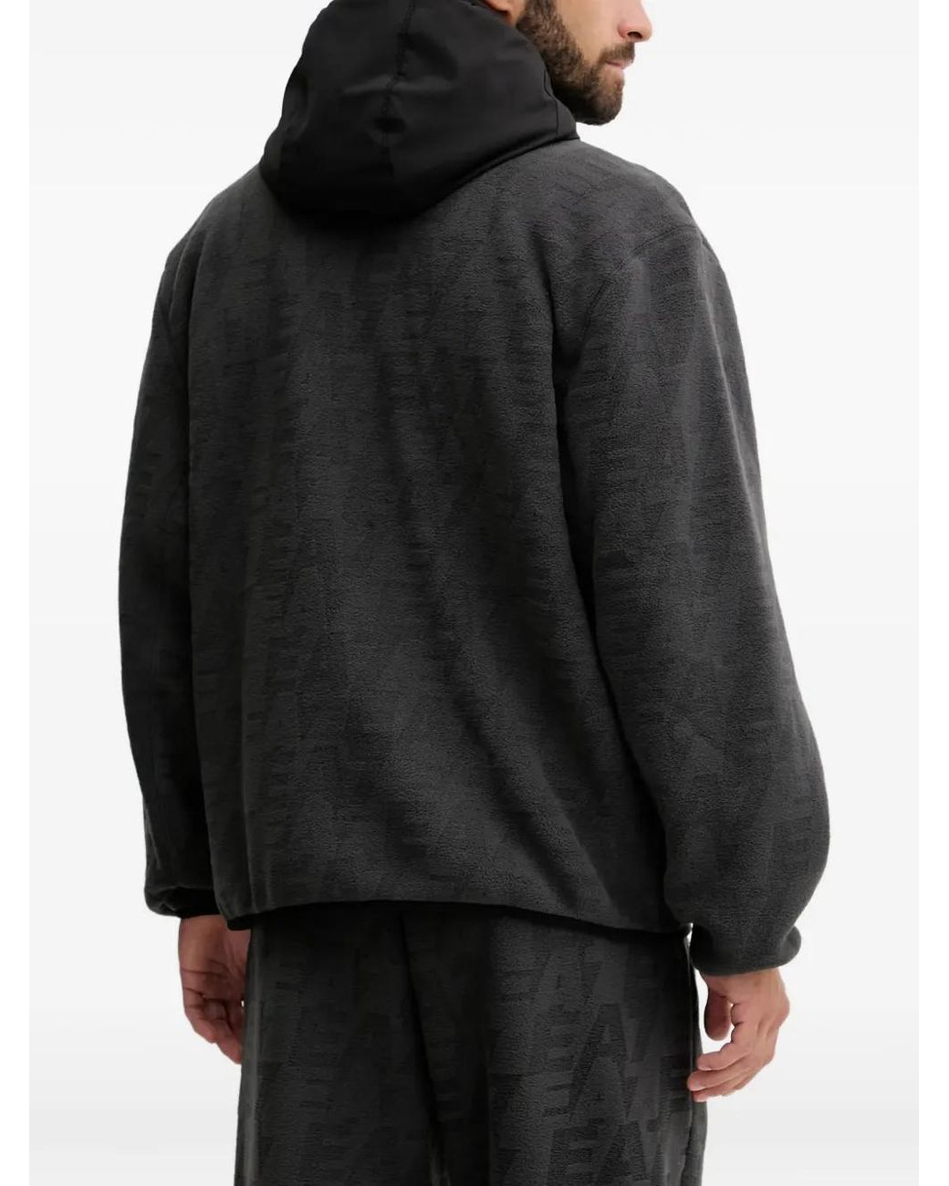 EA7 Black Half-Zip Hoodie for men