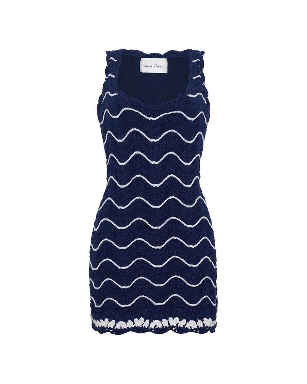 Cara Cara Blue Orel Zigzag-Knit Cotton Mini Dress