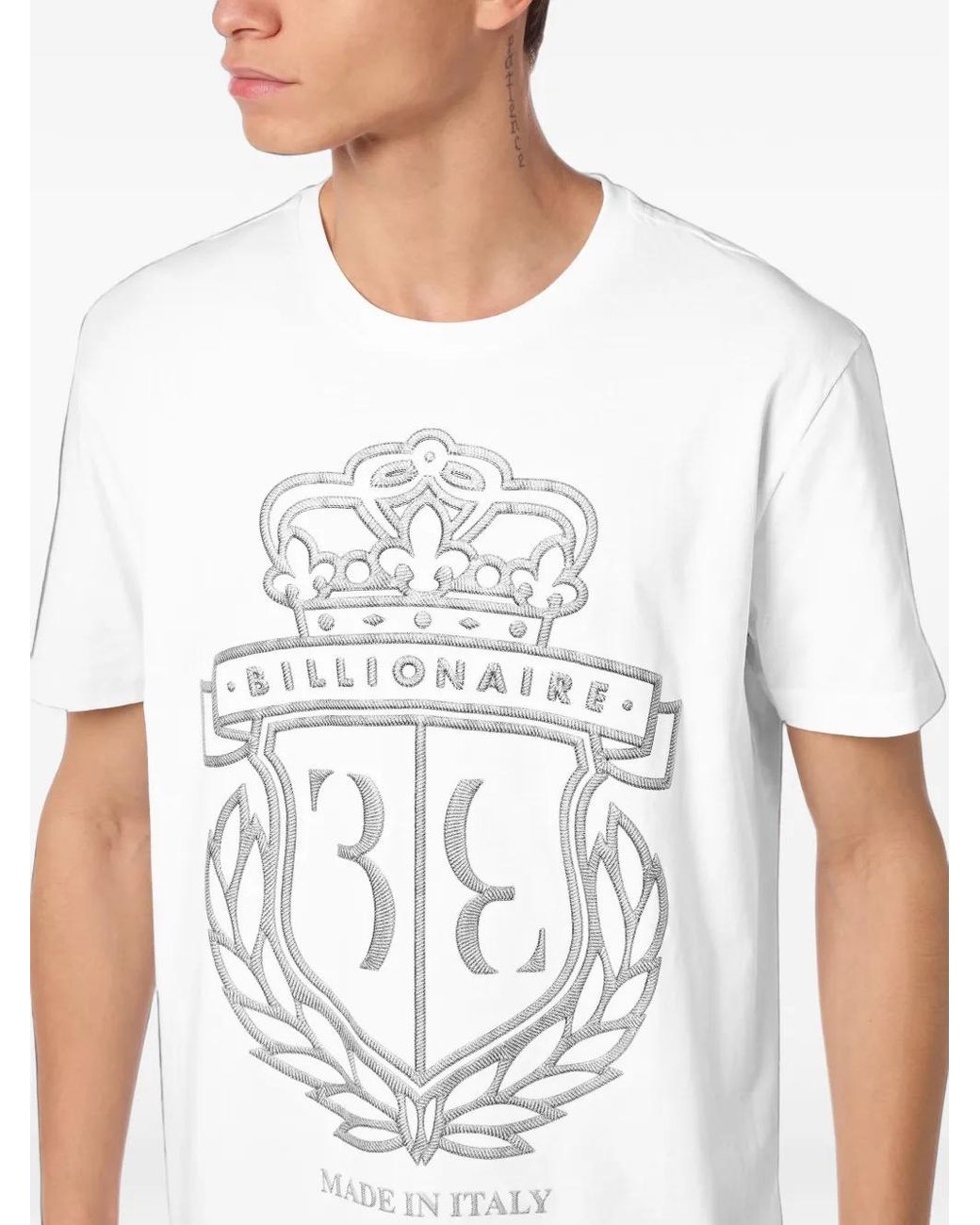 Billionaire White Ss Crest Round-Neck T-Shirt for men