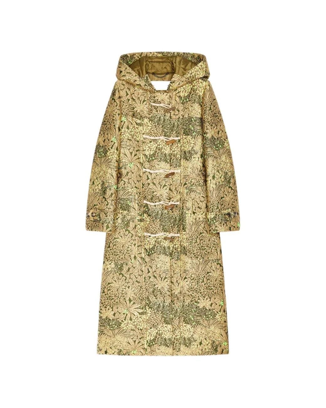 Dries Van Noten Metallic Jacquard Duffle Coat