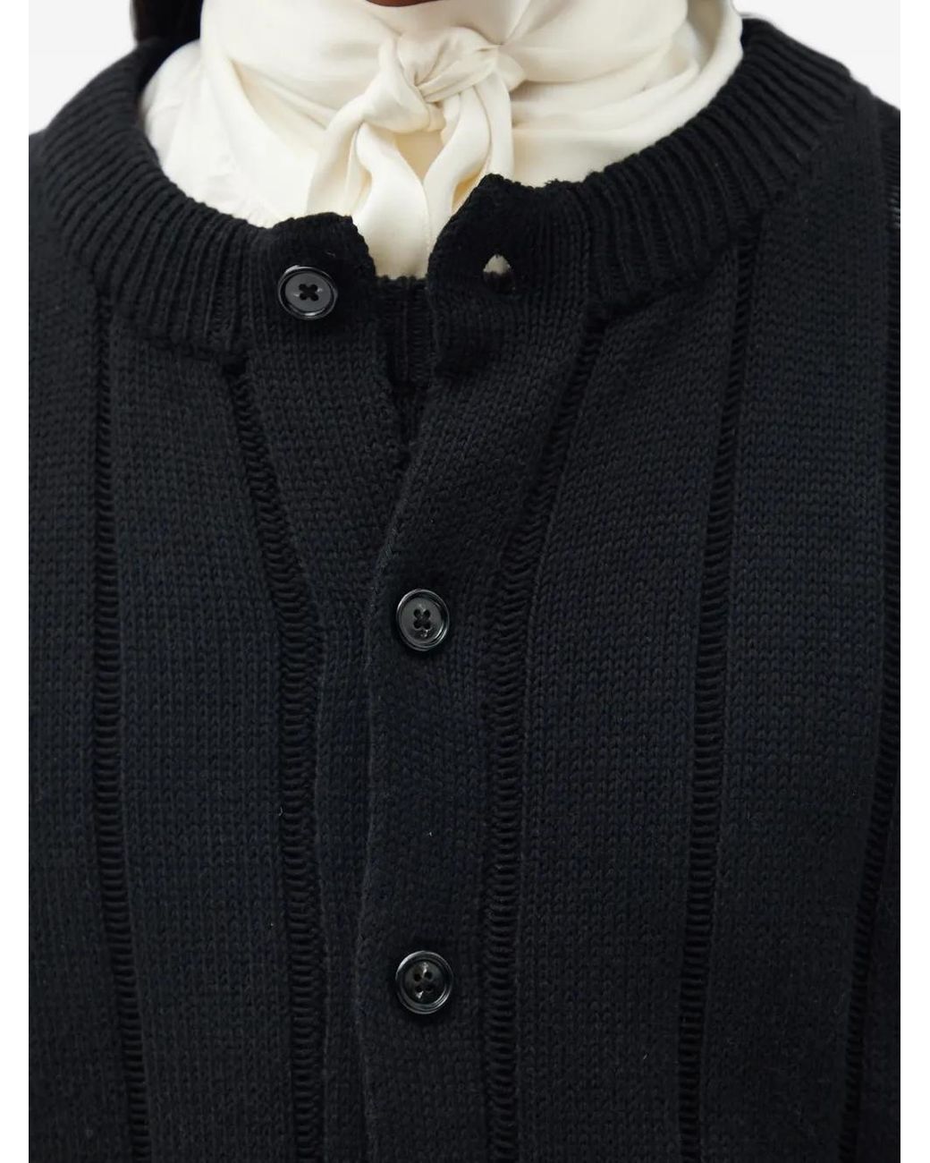 Ann Demeulemeester Blue Open-Knit Button-Up Sweater for men