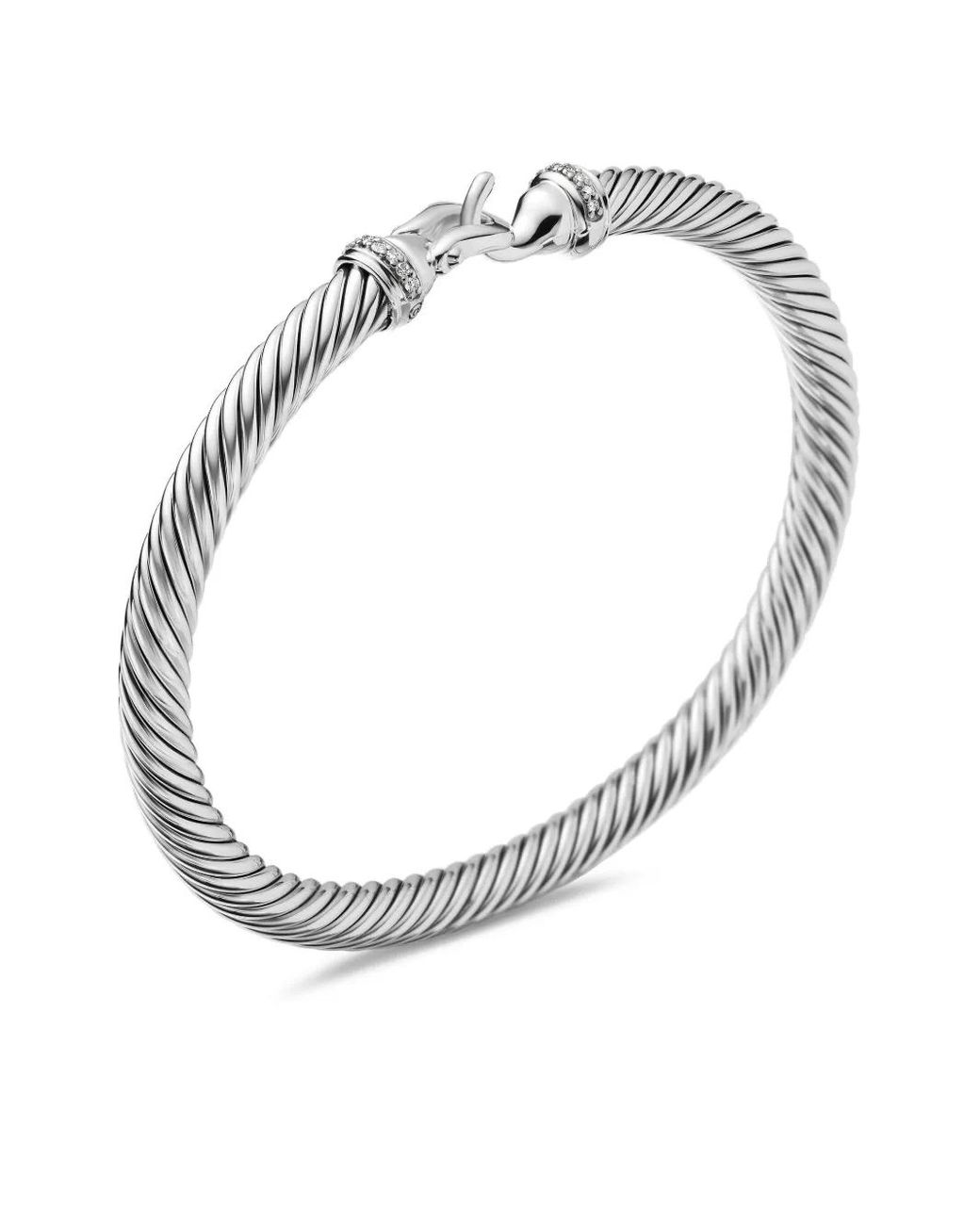 David Yurman Multicolor Sterling Buckle Classic Cable Diamond Bracelet (5Mm)