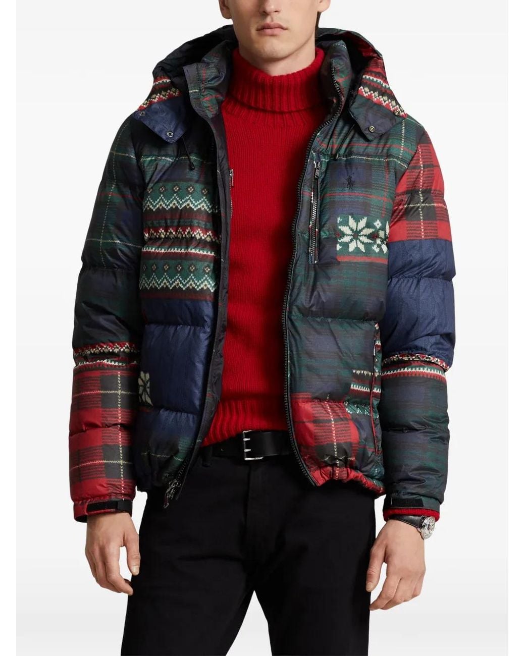 Polo Ralph Lauren Blue The Gorham Patchwork-Print Down Jacket for men