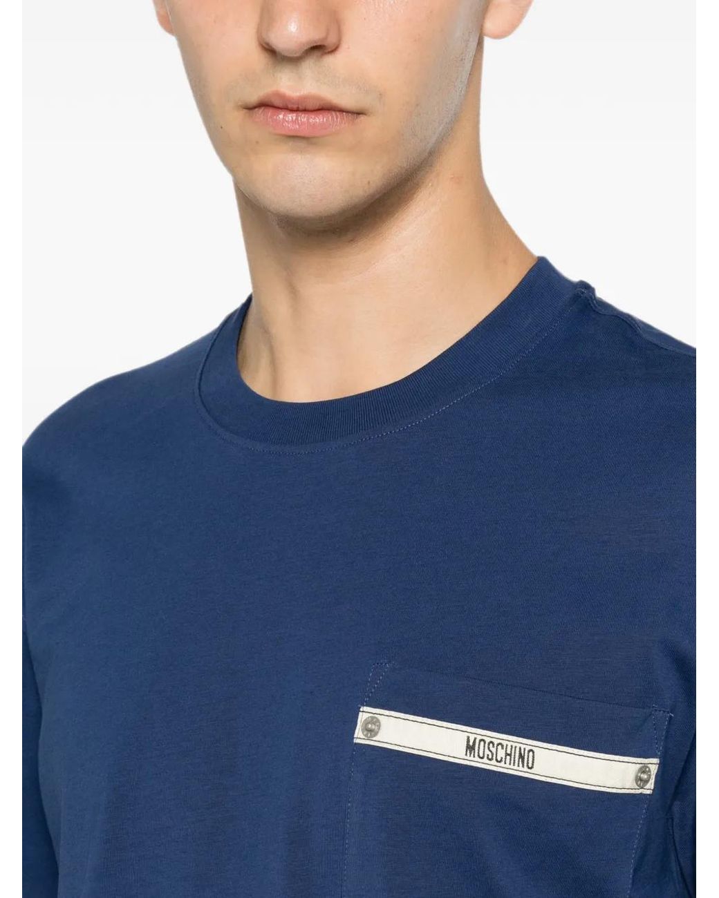 Moschino Blue Patch-Pocket T-Shirt for men