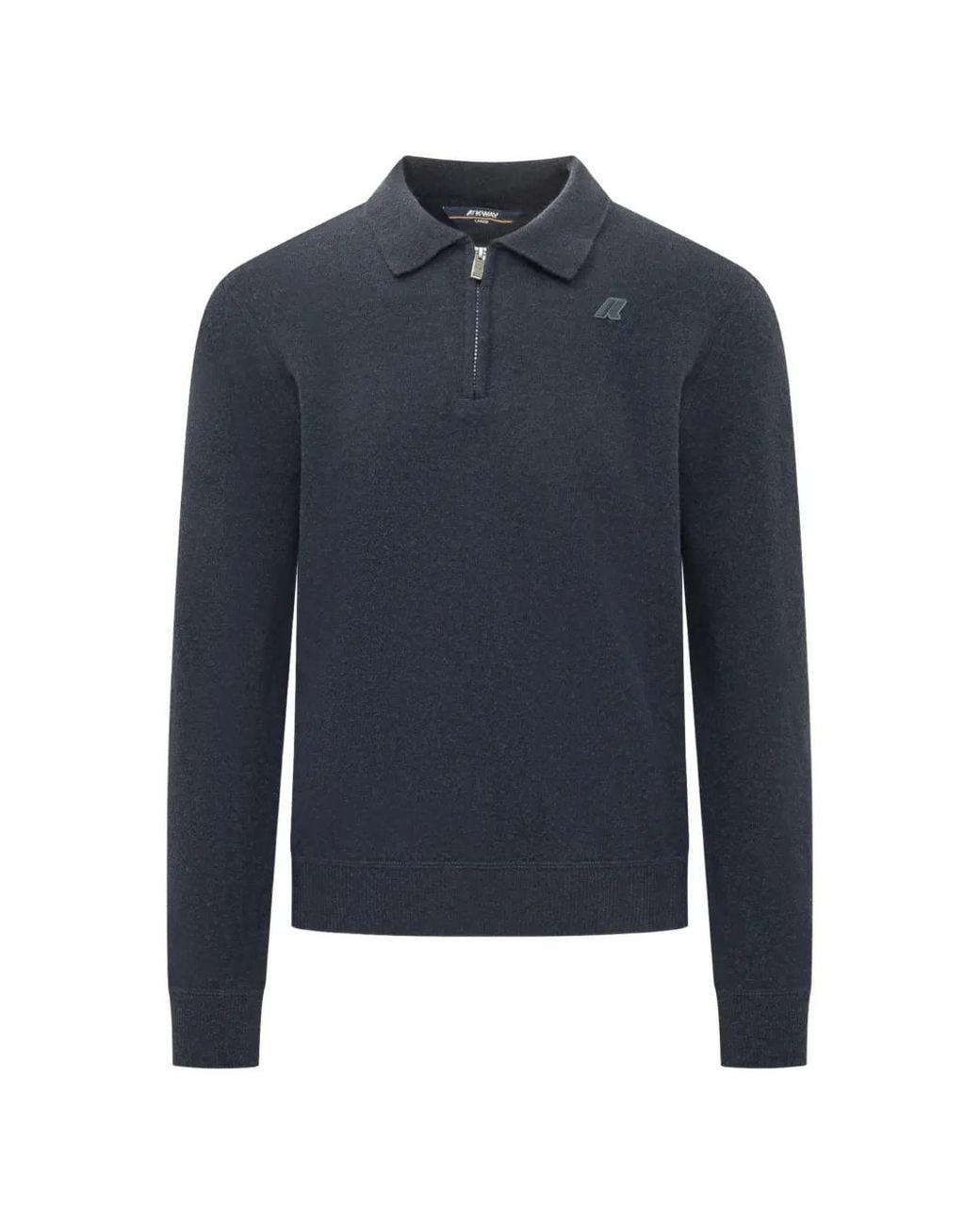 K-Way Blue Quarter-Zip Polo-Collar Sweater for men