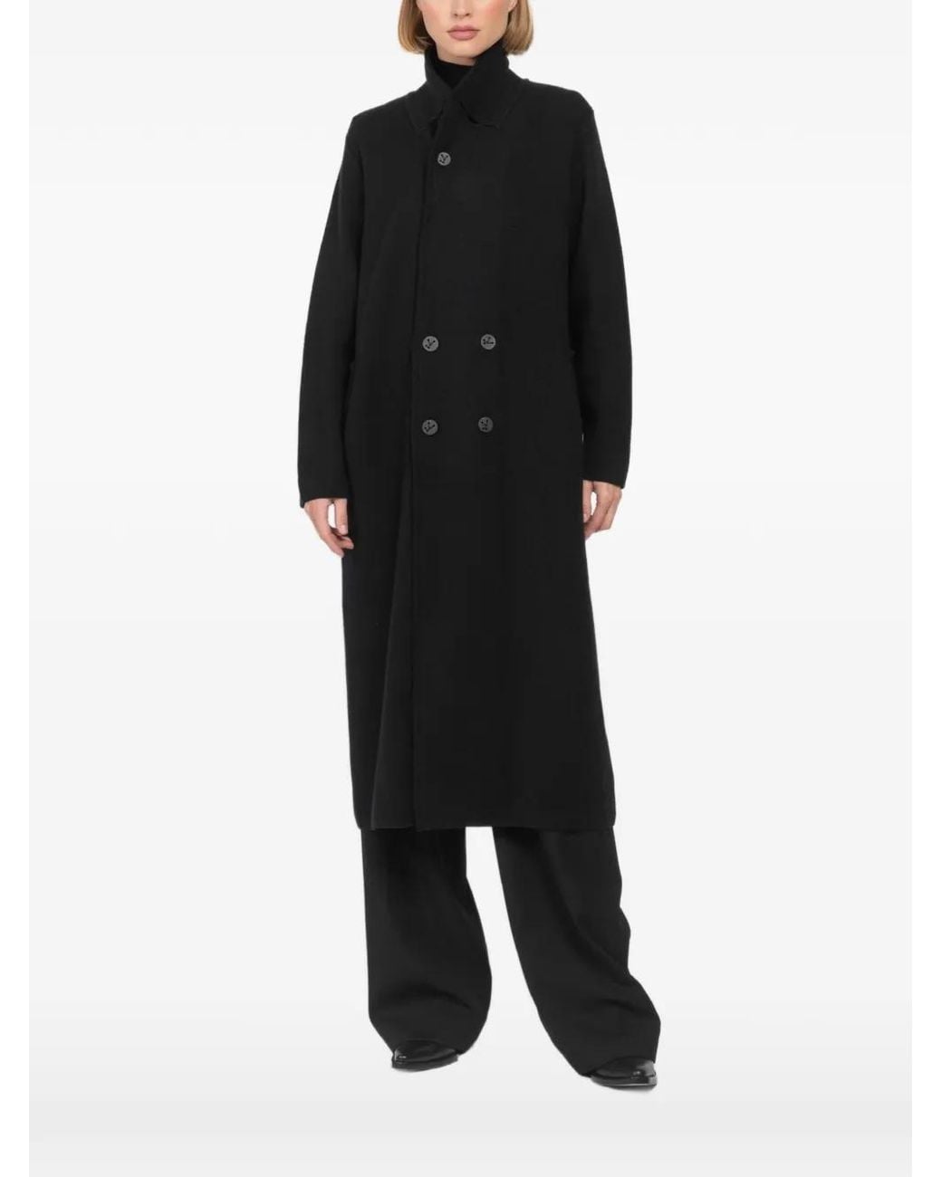 Oyuna Black Itumi Belted Double-Breasted Coat