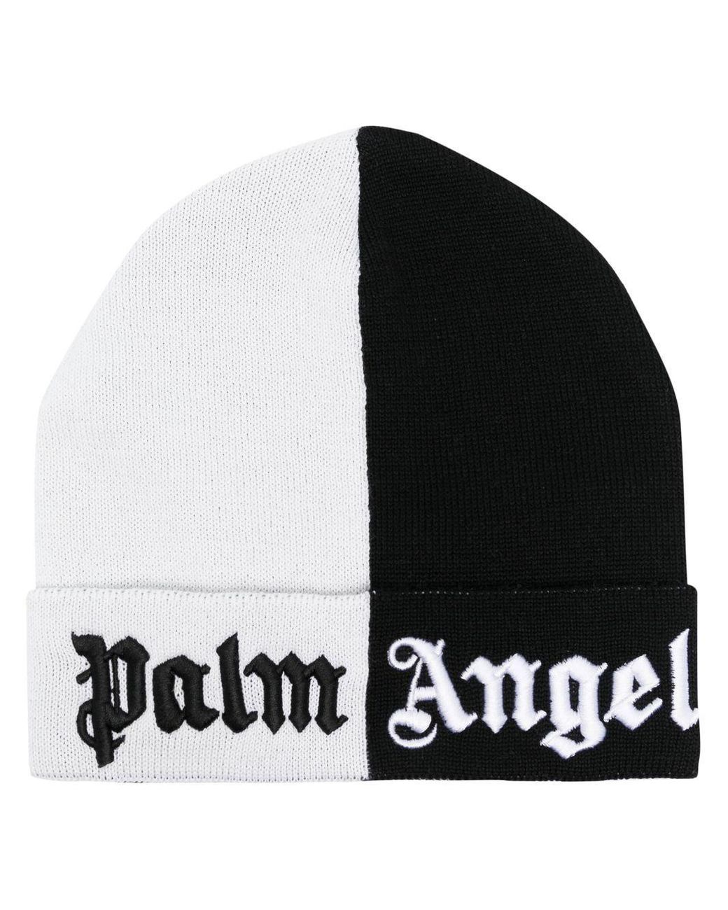 Mens Accessories Hats Palm Angels Logo Beanie in Black_white Black for Men 