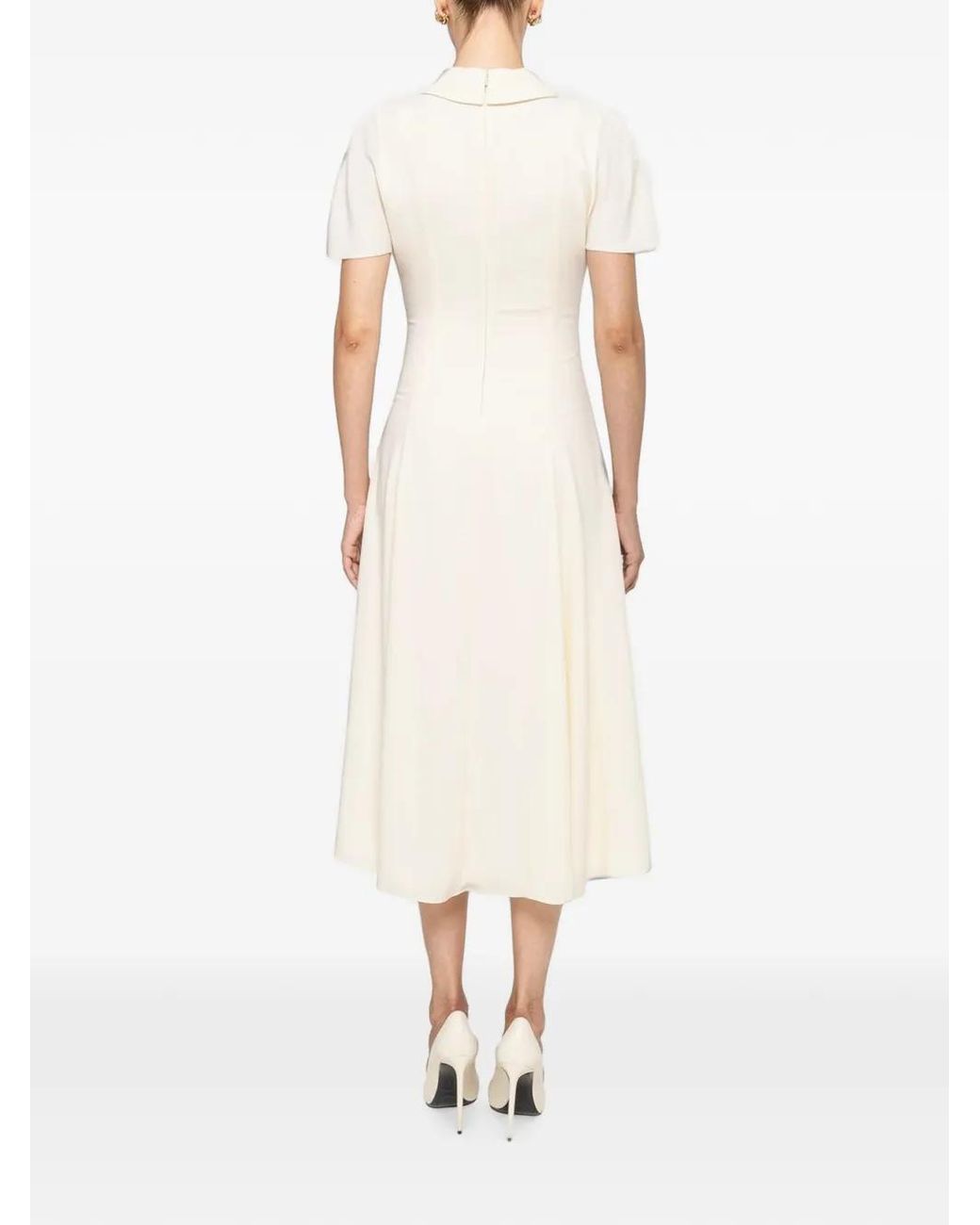 Nissa White Floral-Detail Midi Dress