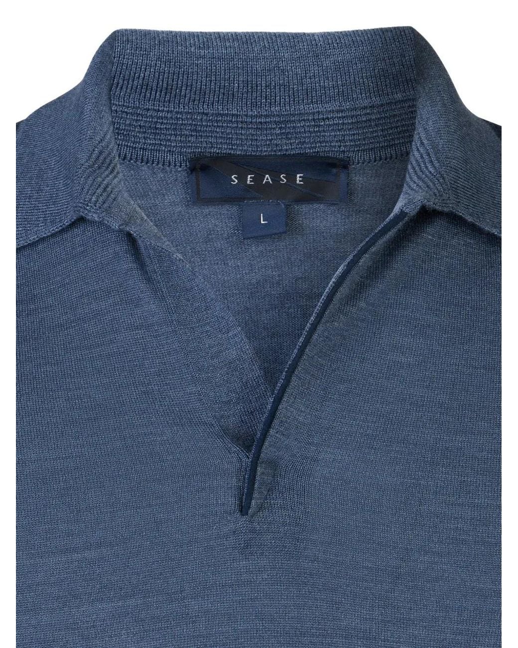 Sease Blue Lasca Long-Sleeve Polo Shirt for men
