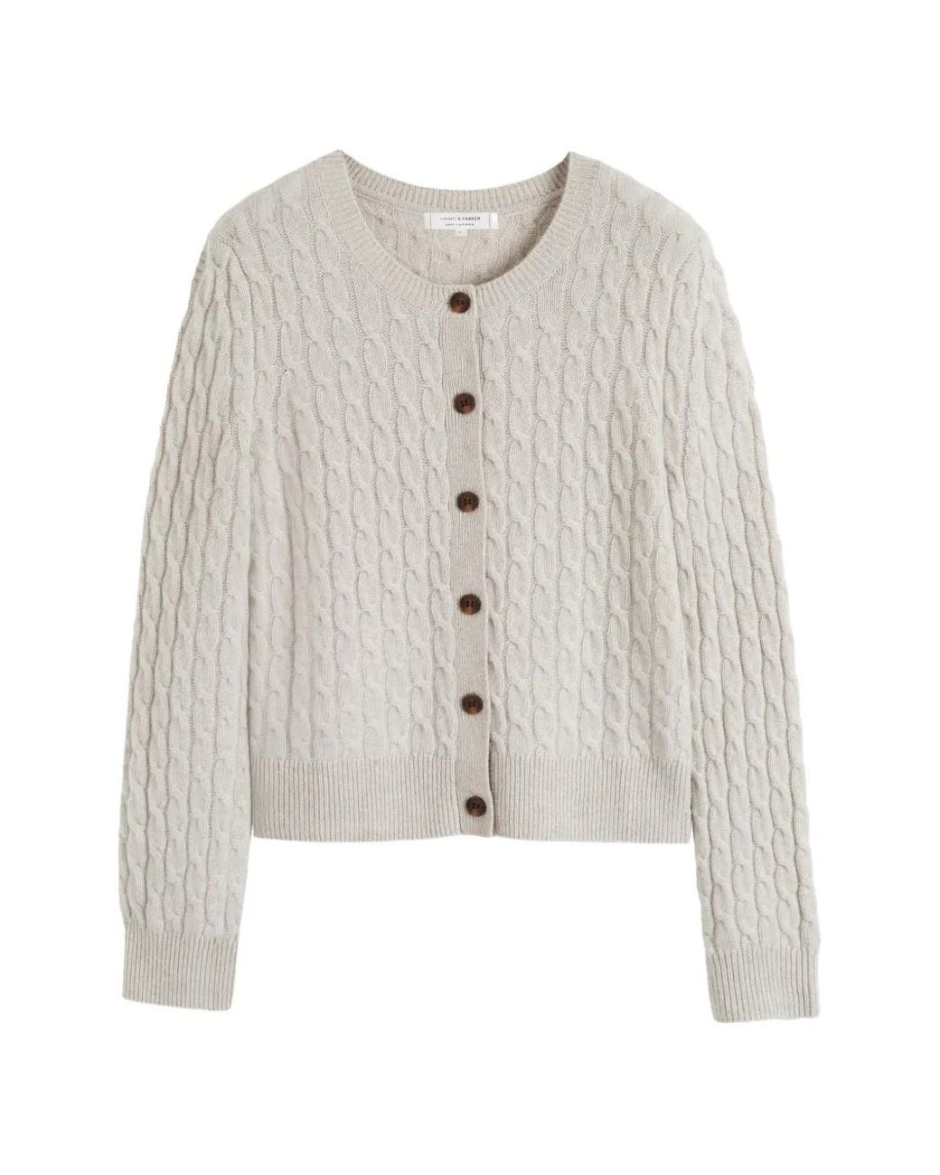 Chinti & Parker White Cable-Knit Cashmere Cardigan