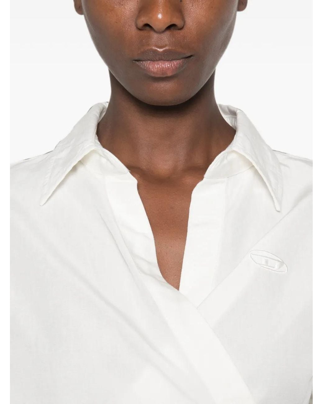 DIESEL White Blouse À Design Cache-Cœur