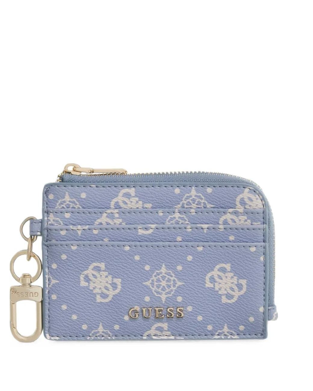 Guess Blue Emelie Logo-Print Card Holder