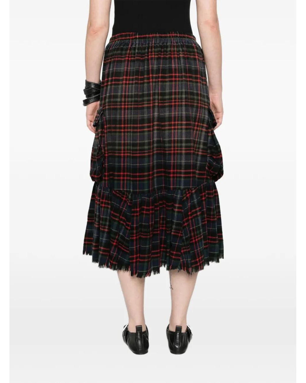 R13 Black Raw-Hem Gathered Cargo Skirt