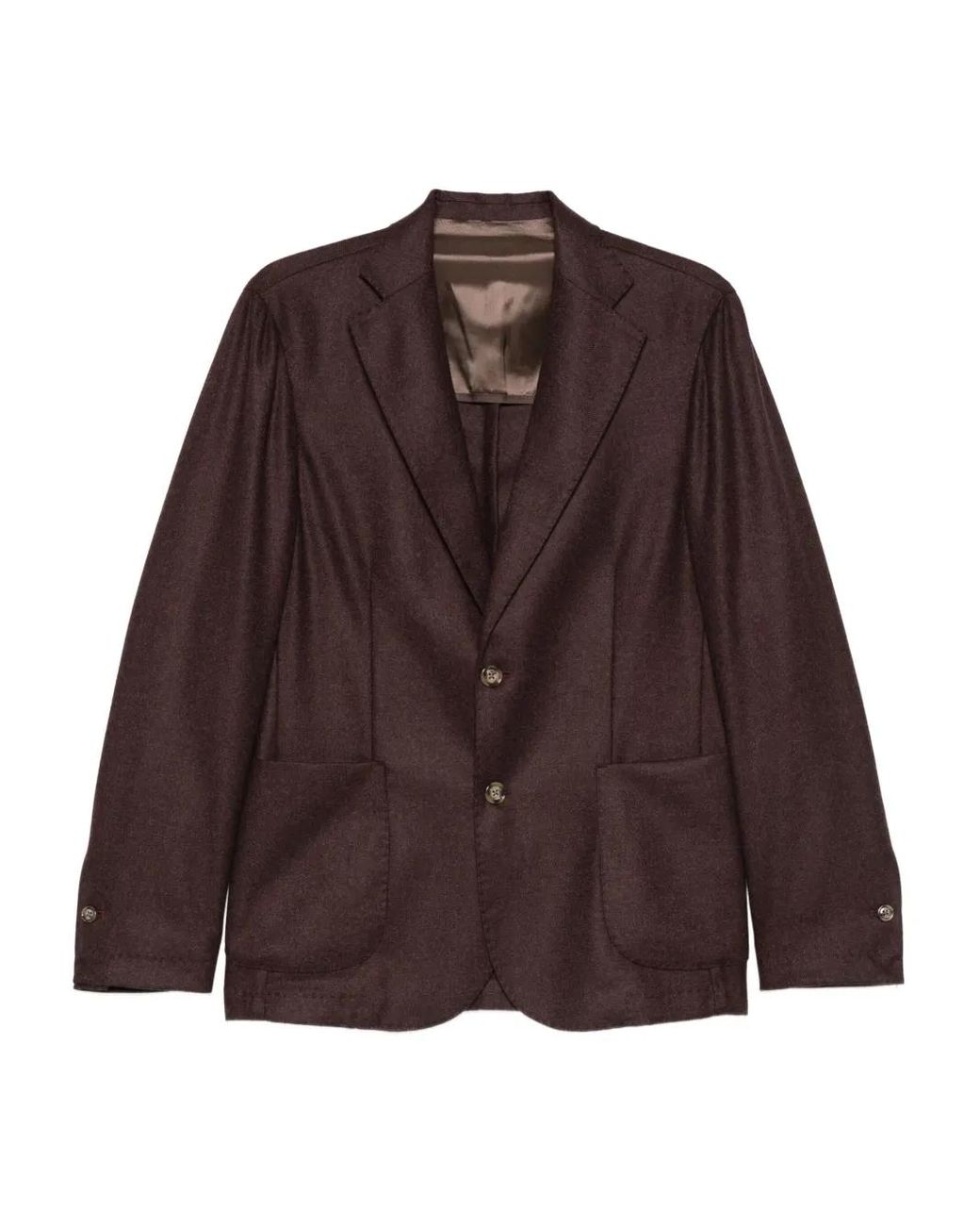 Barba Napoli Brown Patch-Pocket Button-Front Blazer for men
