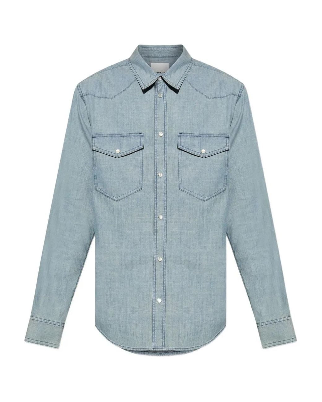 Isabel Marant Blue Double-Pocket Cotton Shirt for men