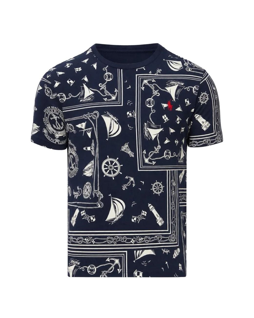 Polo Ralph Lauren Blue Bandana-Patchwork T-Shirt for men