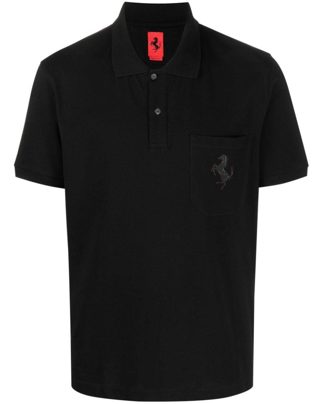 Ferrari Horse-print Cotton Polo Shirt in Black for Men | Lyst