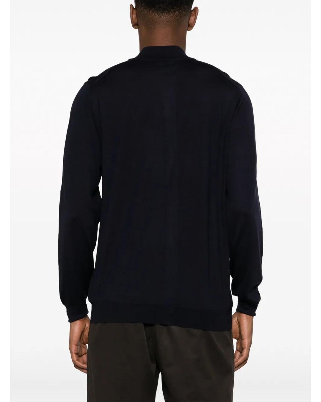 Fedeli Blue Zip-Up Wool Cardigan for men