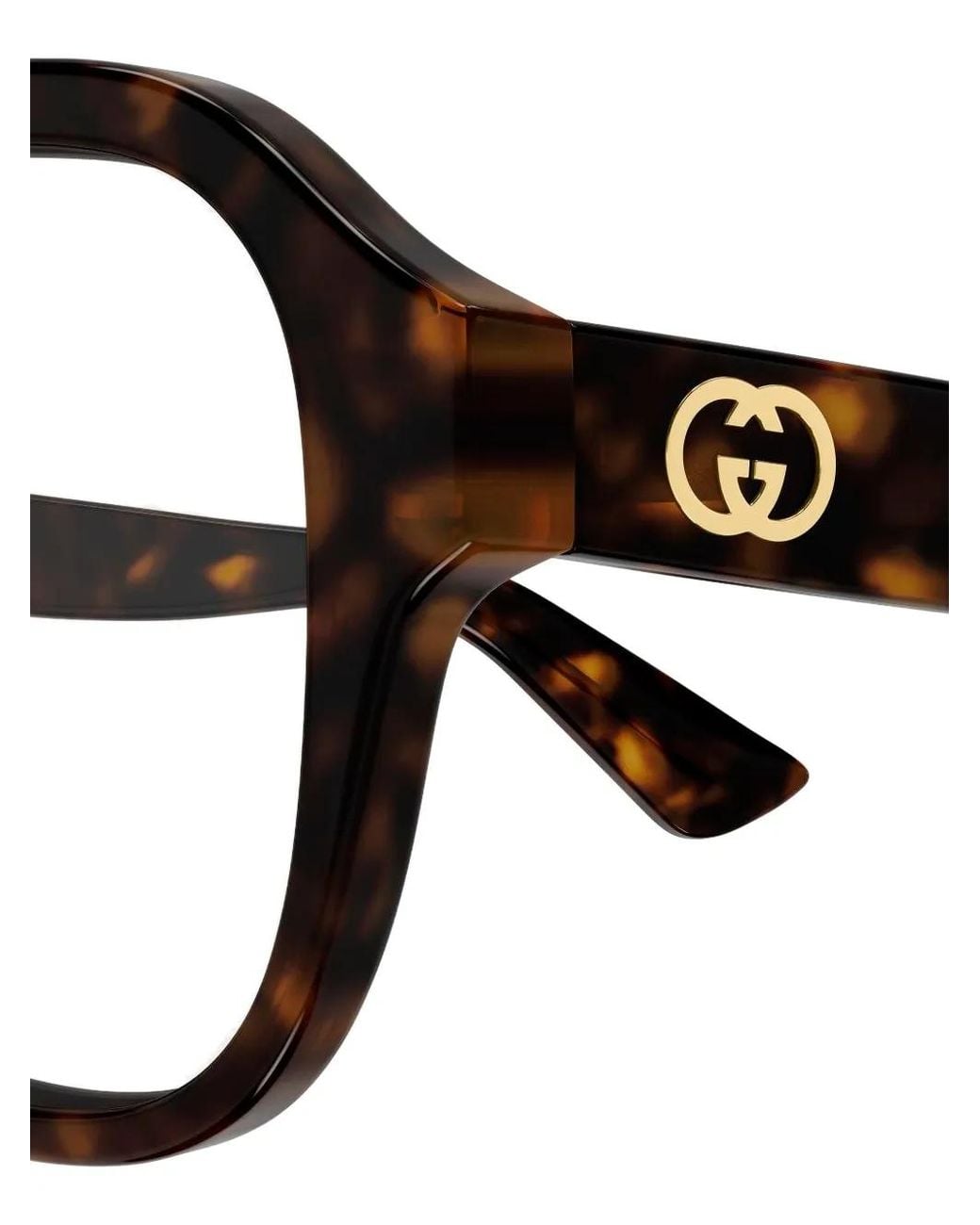 Gucci Black Tortoiseshell-Effect Pilot-Frame Glasses