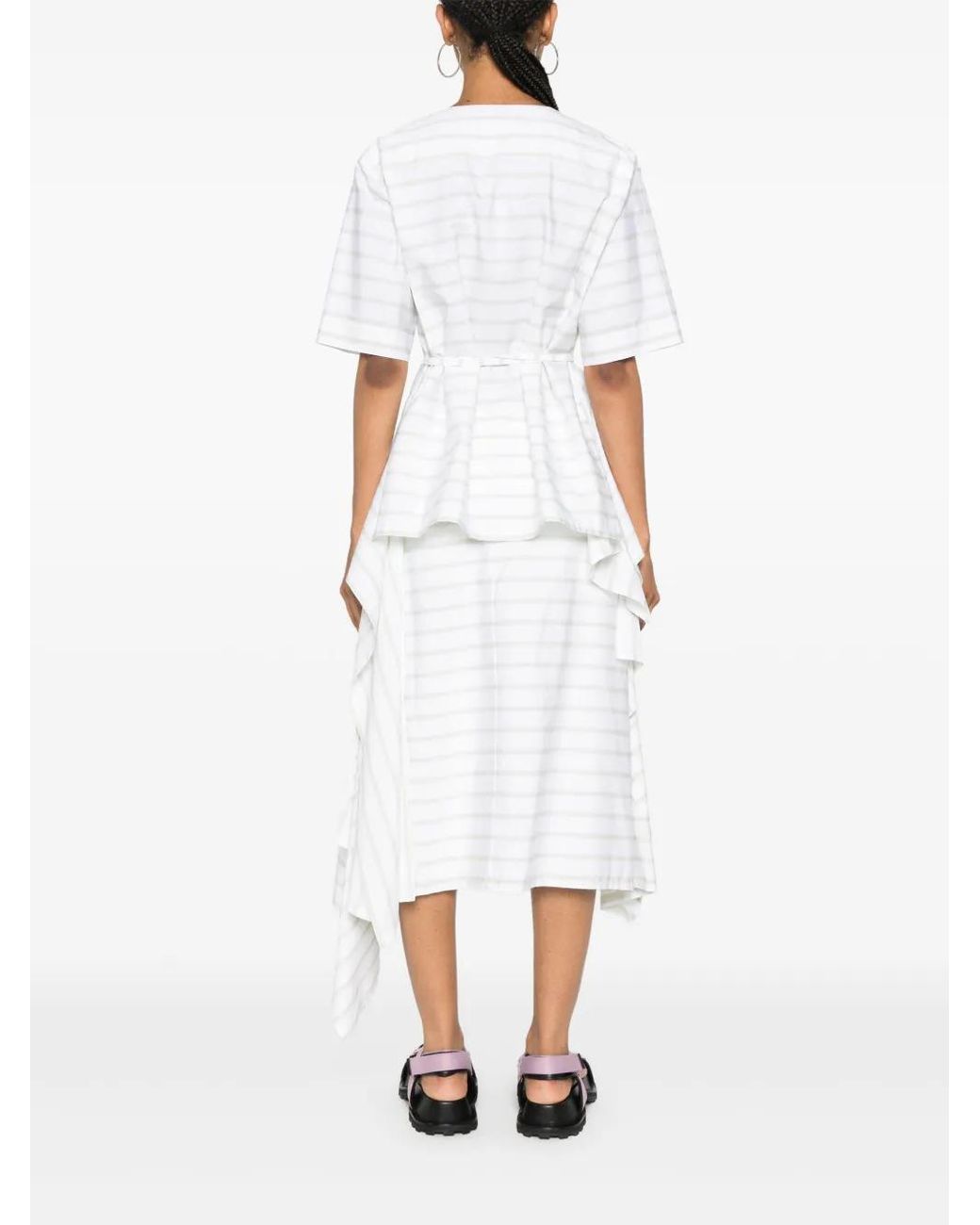 Plan C White Striped Poplin Shirt