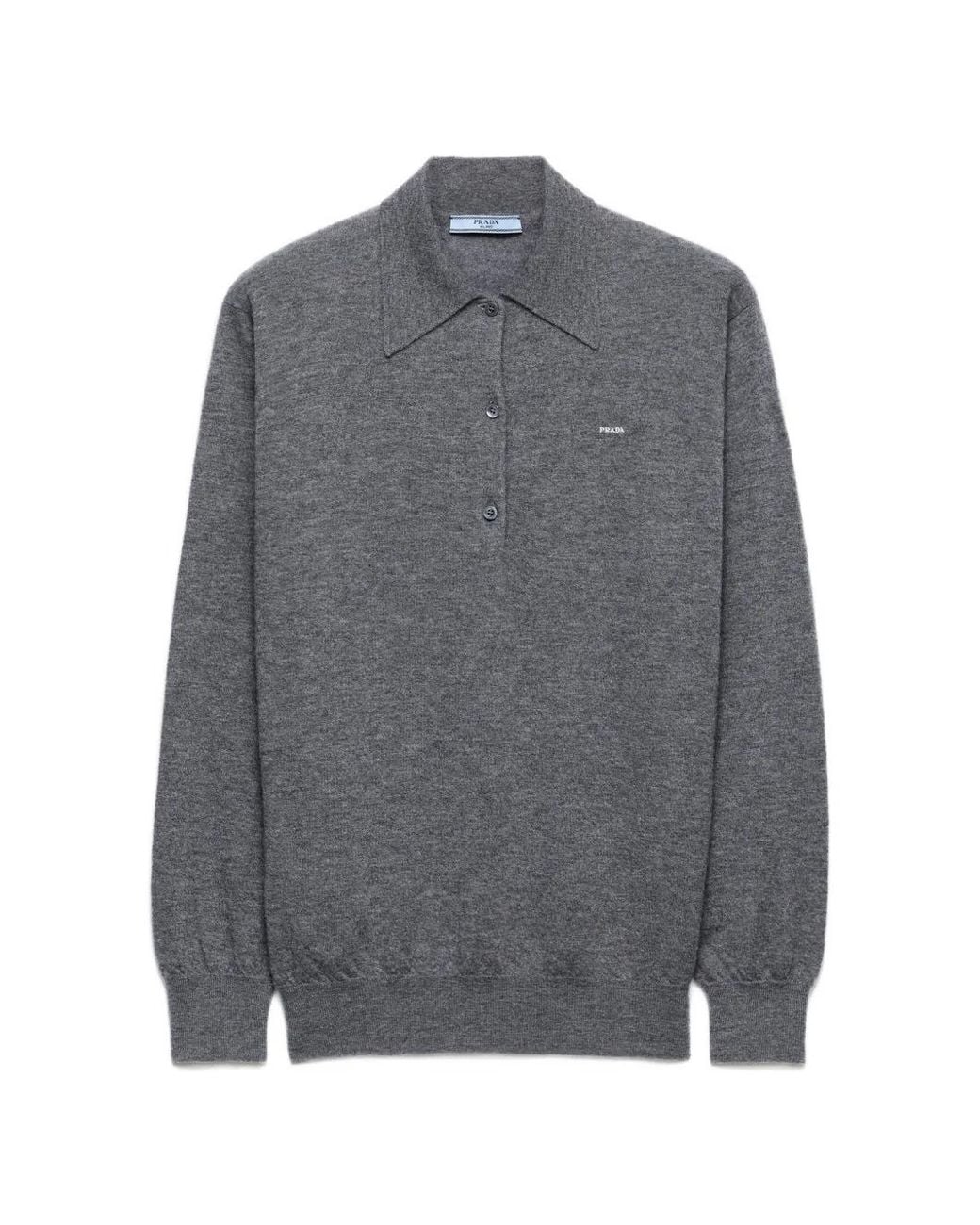 Prada Gray Cashmere Polo Sweater