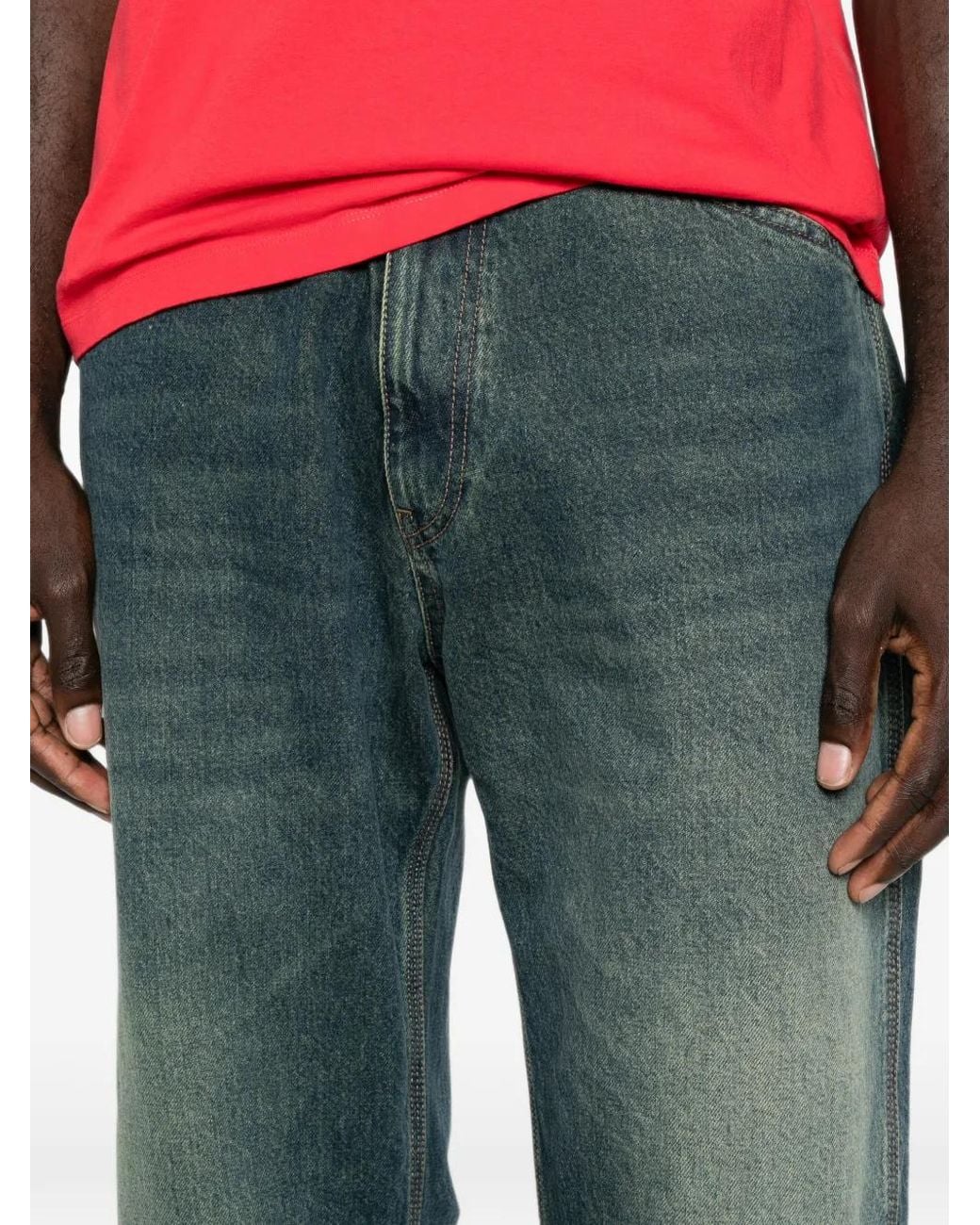 Aries Blue Batten Straight-Leg Jeans for men