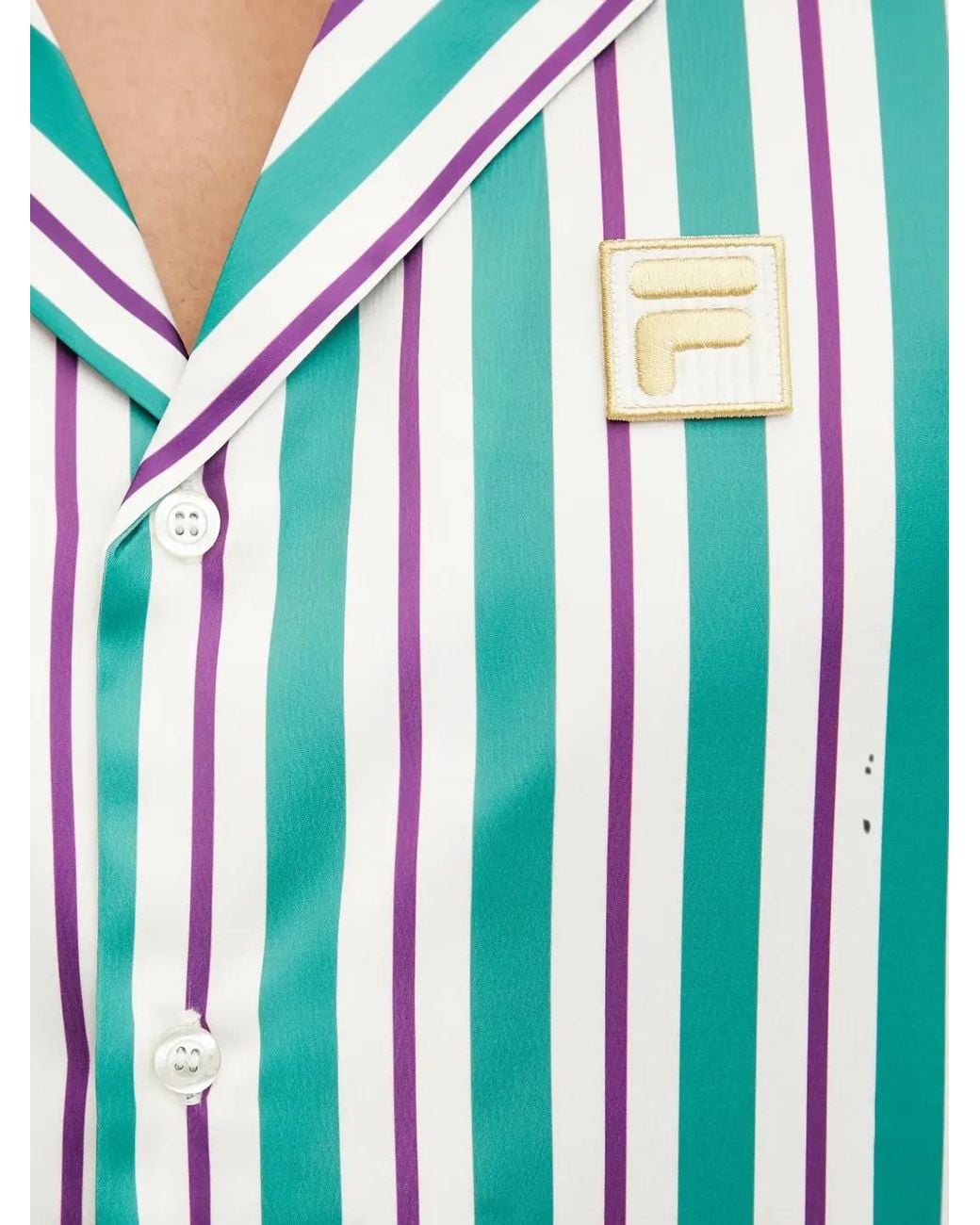 Fila Blue Striped Patch Shirt for men