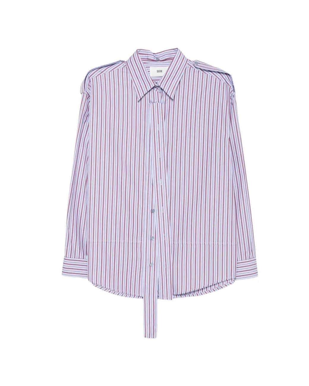 SOLOTRE Purple Vertical-Stripe Shirt