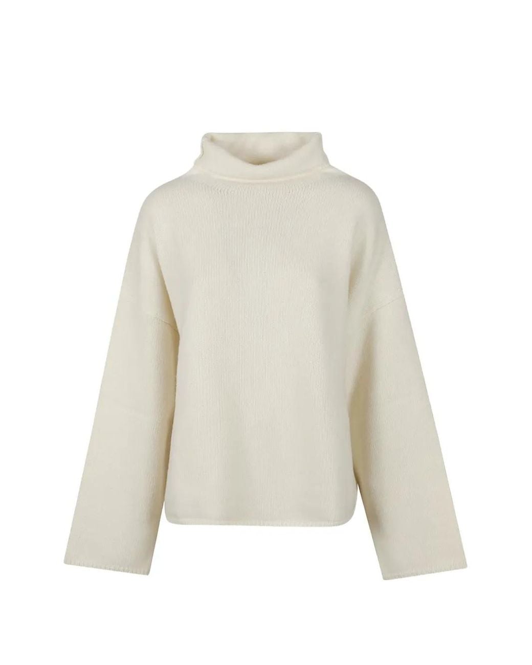 Almada Label White Amie Roll-Neck Drop-Shoulder Sweater