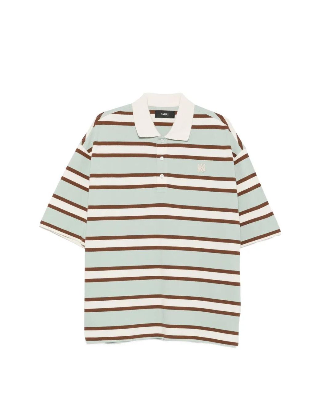 Amiri Gray Striped Short-Sleeve Polo Shirt for men