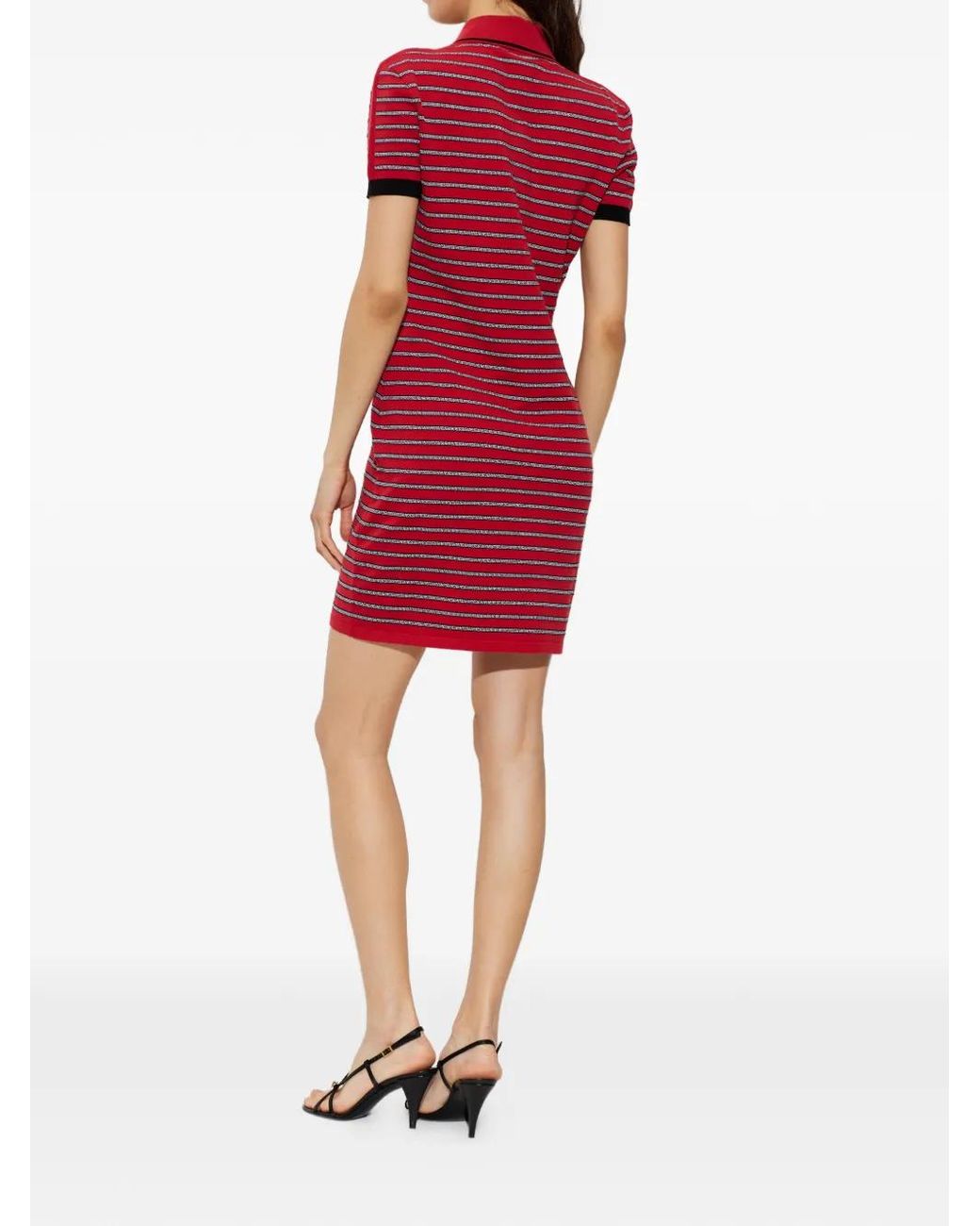 Versace Red Greca-Pattern Striped Mini Dress