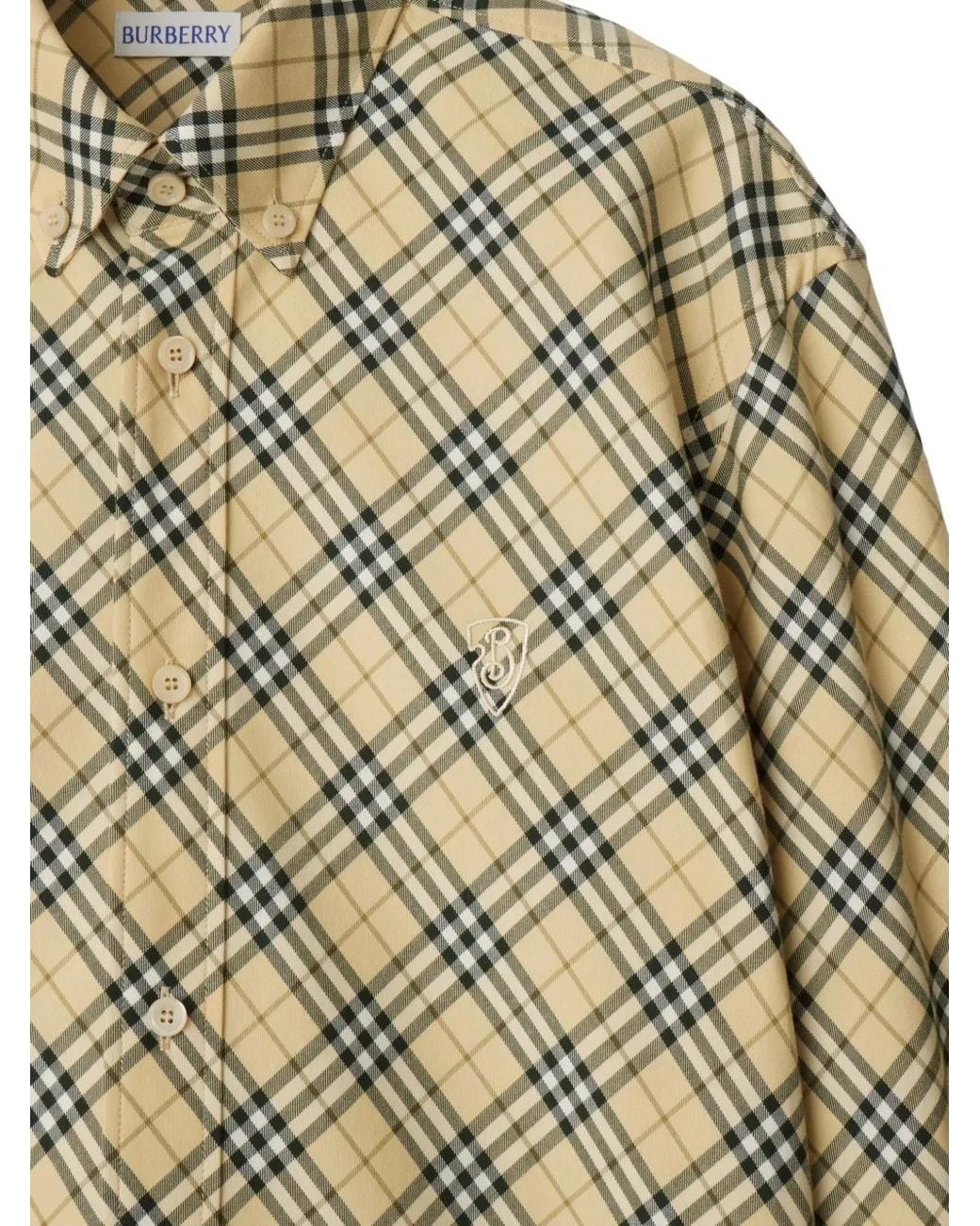 Burberry Natural Checked Cotton Shirt for men