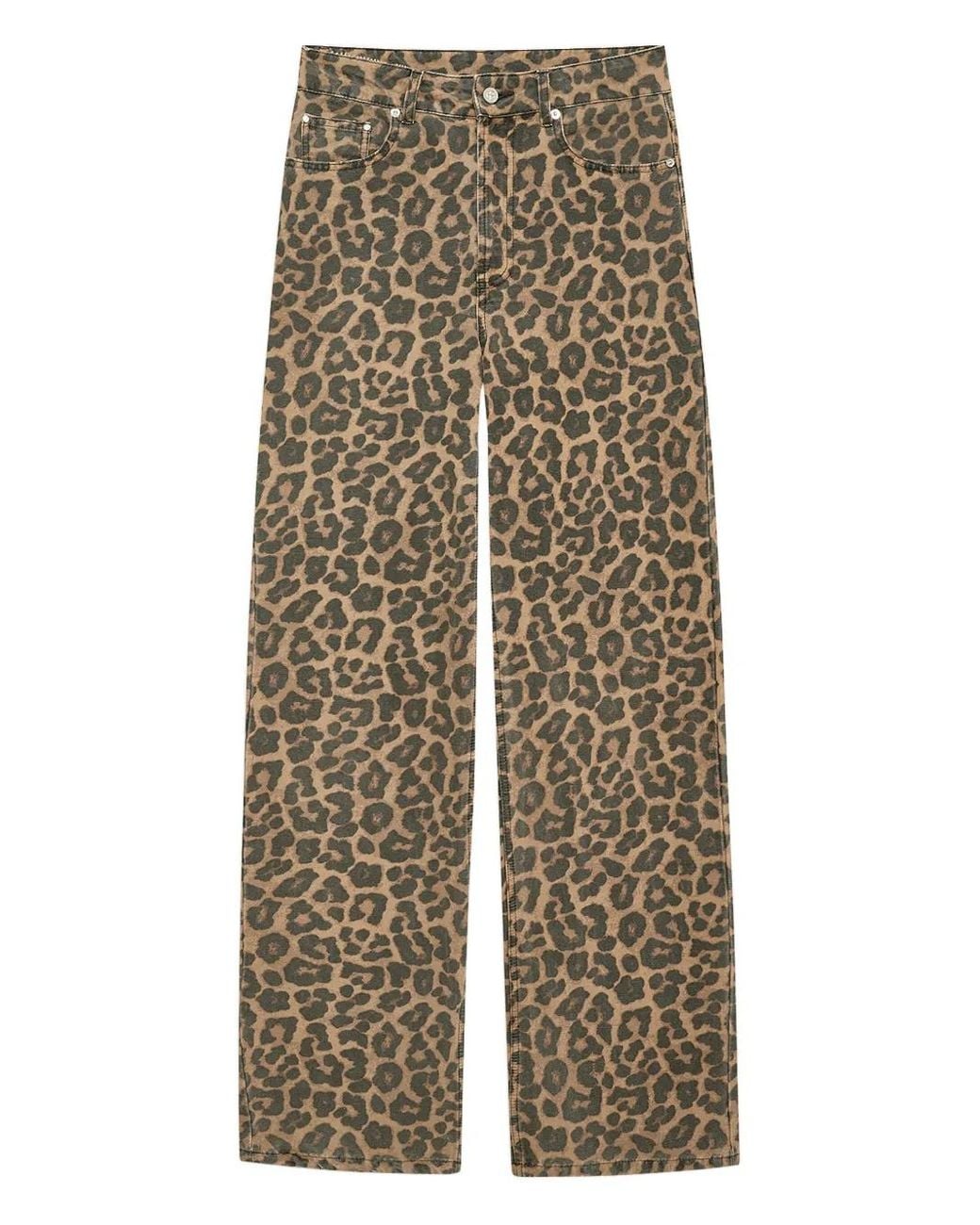 Anine Bing Natural Jeans With Leopard Print