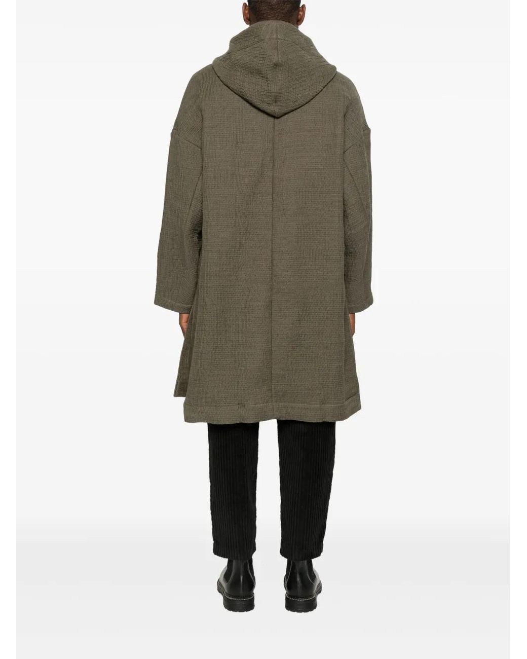 Individual Sentiments Green Hooded Long-Sleeved Coat for men