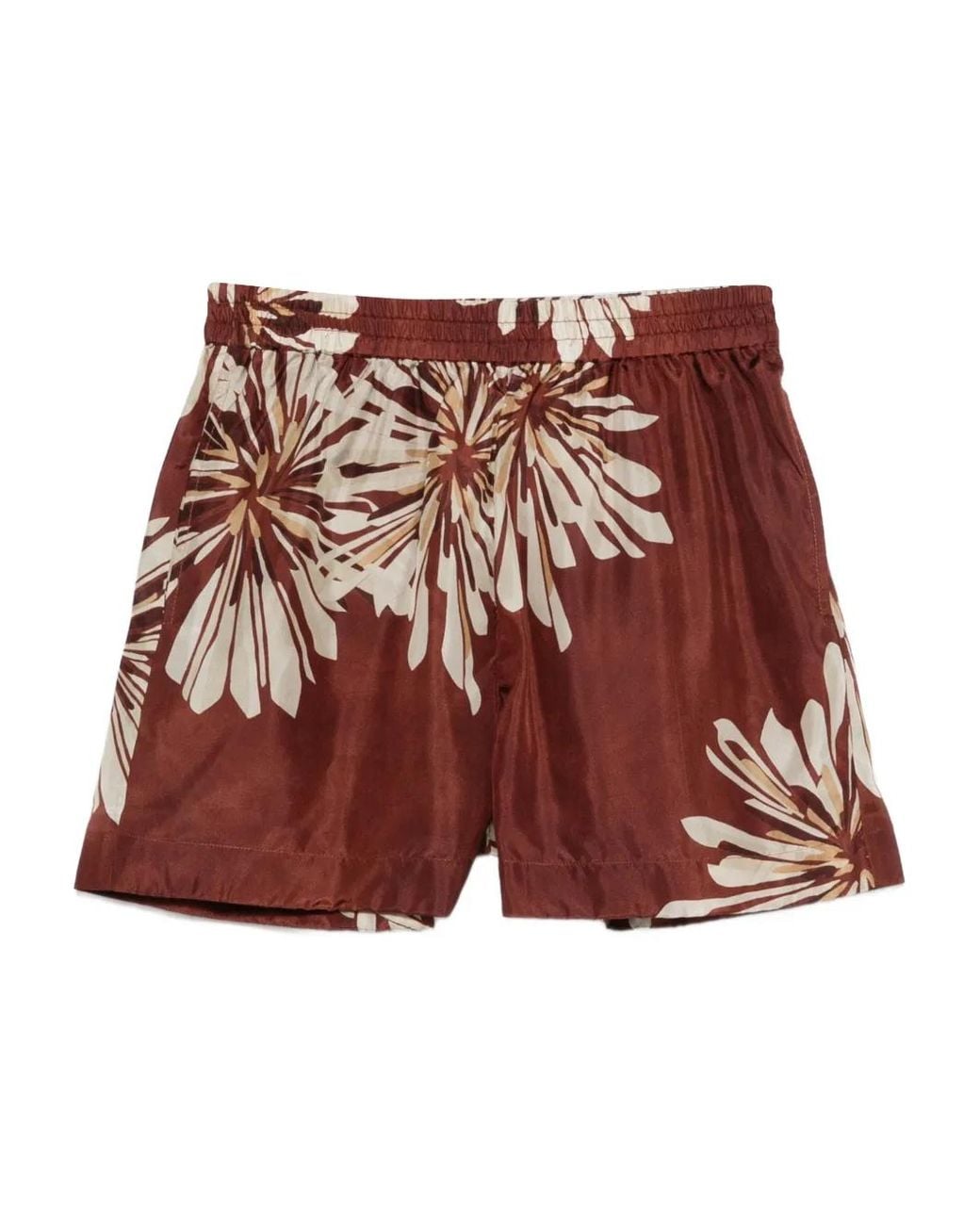 Brunello Cucinelli Red Floral Silk Shorts