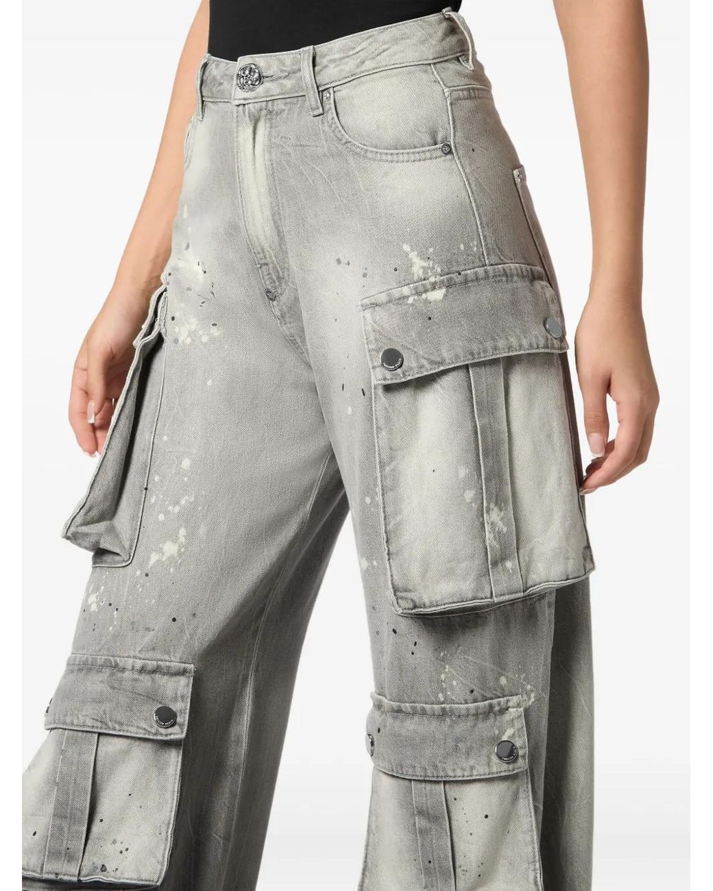 Philipp Plein Gray Cargo-Pocket Jeans