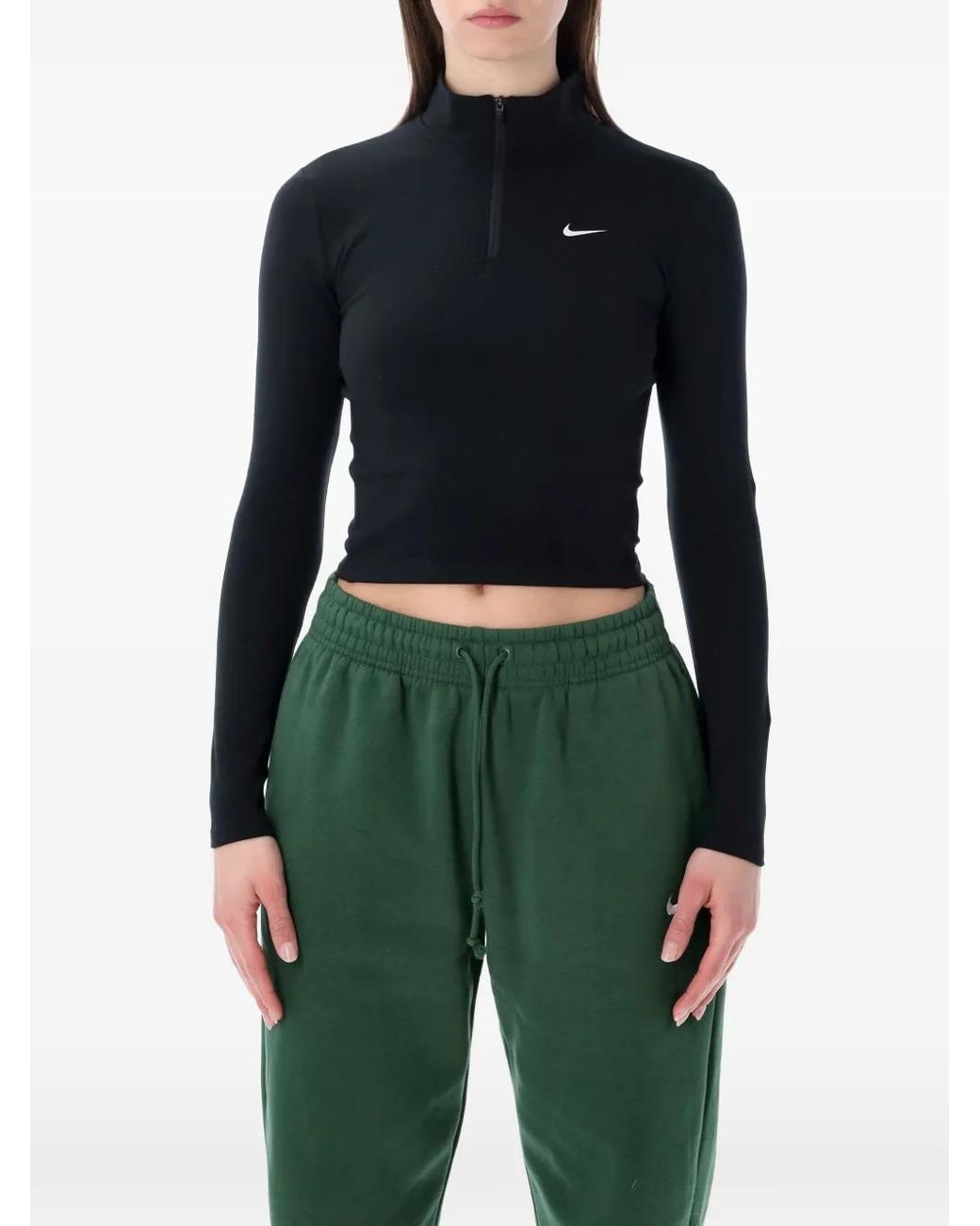 Nike Blue Long-Sleeve Slim-Fit Cropped Top