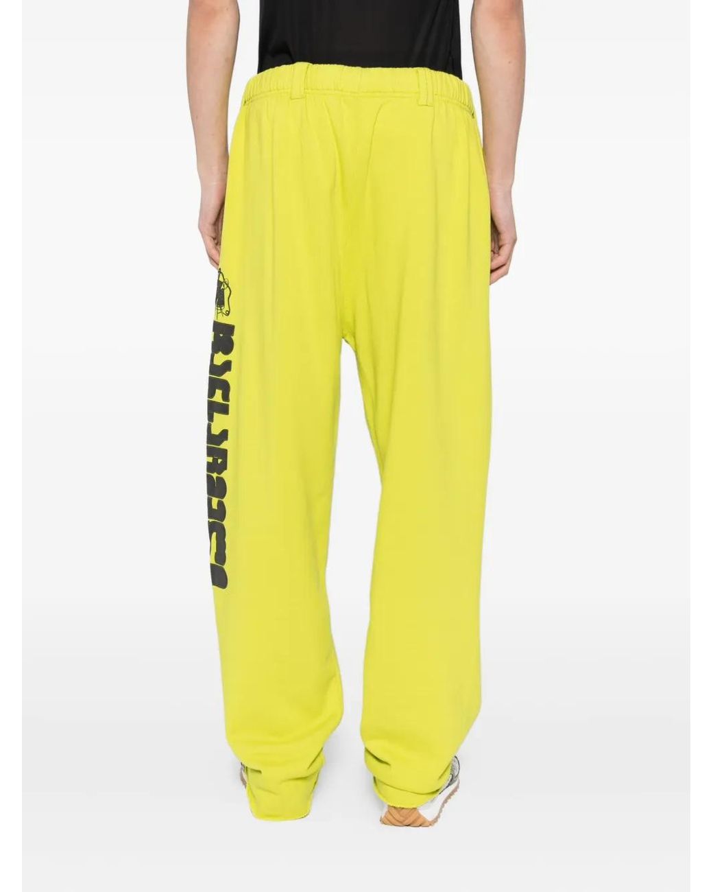 Vetements Yellow Graphic-Print Cotton Trousers for men